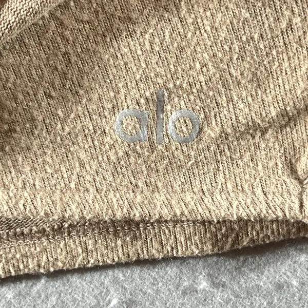 979 | Alo Yoga Alosoft Serenity Wrap‎ Crossover Crop Top Tan Women Small - Image 3