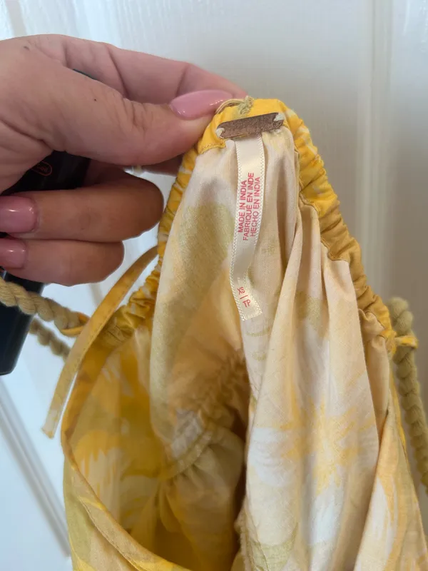 Free People Deserted Island Mini Dress Yellow Combo XS - Image 6