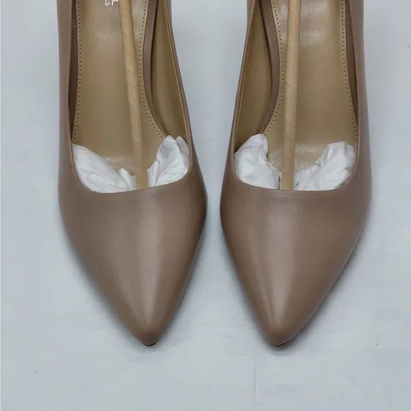 Michael Kors Womens Flex Pumps Size 9M Khaki Leather Pointed Toe Heels Work - Image 9