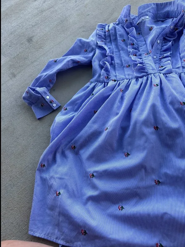 English Factory Striped Floral Ruffle Mini Dress Size M - Image 4