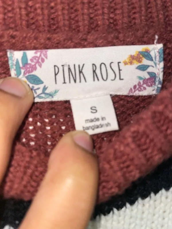 Pink Rose Women's Striped Crewneck Knit Sweater - Image 2
