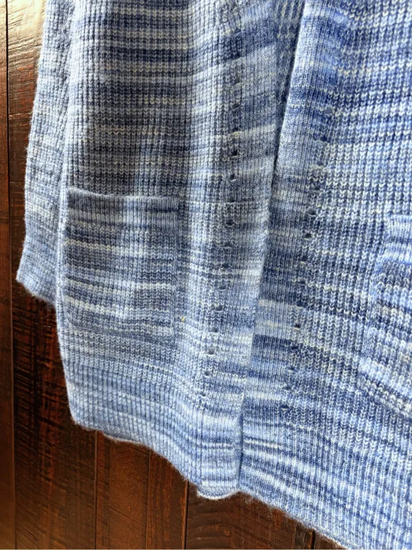 Time & Tru Cozy Blue Open-Front Knit Cardigan Sweater Medium - Image 3