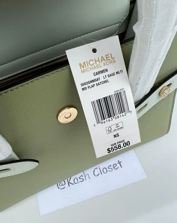 Michael Kors Carmen Medium Flap Satchel -Lt Sage Multi - Image 10