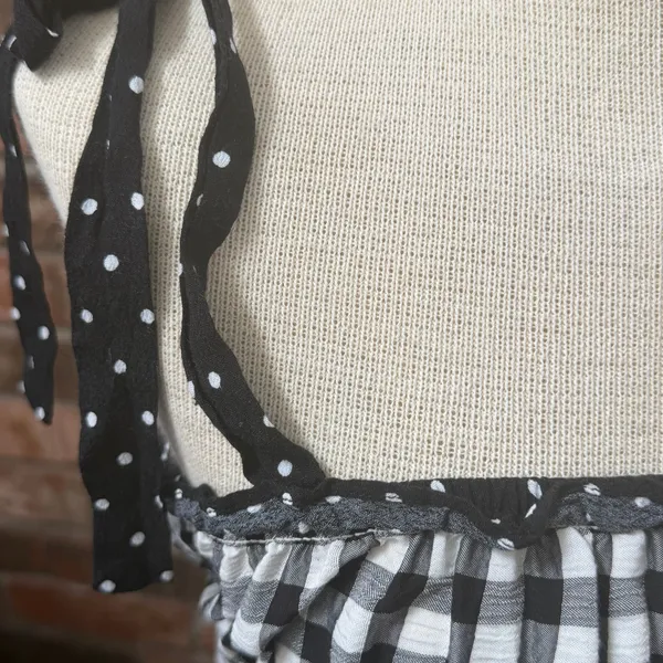 The Impeccable Pig Black White Gingham Check Mini Dress Polka Dot Size Small - Image 2