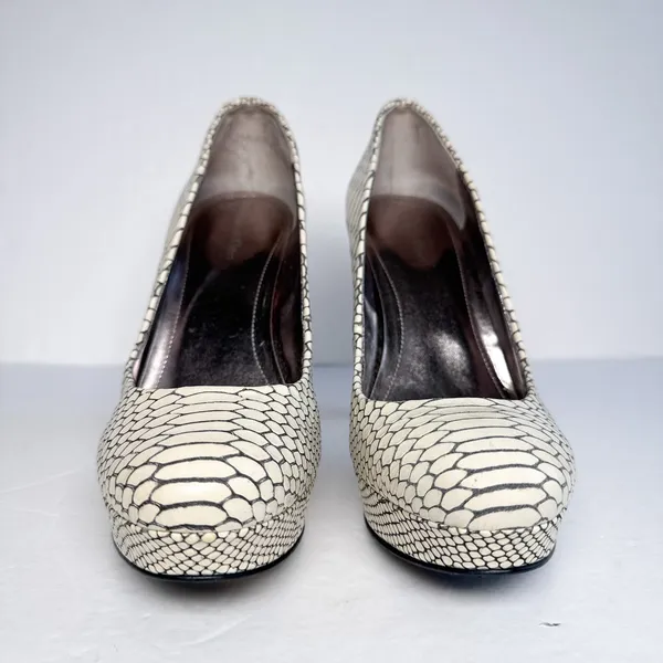 Calvin Klein Karsyn Python Embossed Leather Platform Pumps 7M - Image 4