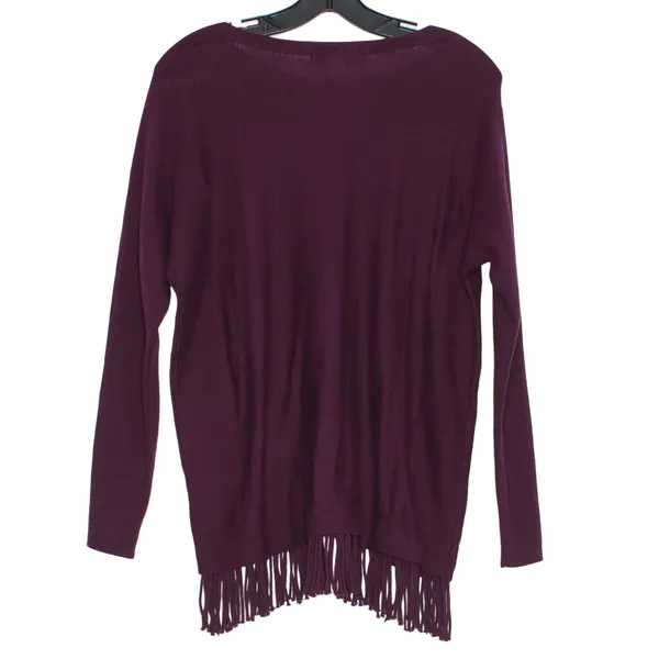 Lilly Pulitzer Sweater Glenda Coolmax Boho Fringe Western Cabernet Berry Small - Image 2