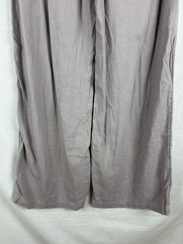 Abercrombie & Fitch Wide Leg Linen Pants Mauve Size M - Image 8