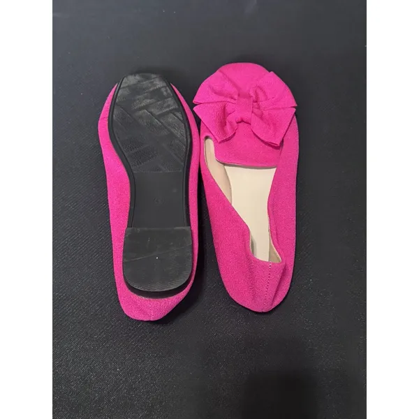 Women's Pink Flats Hot Pink Fabric Bow Almond Toe Size 11 - Image 5