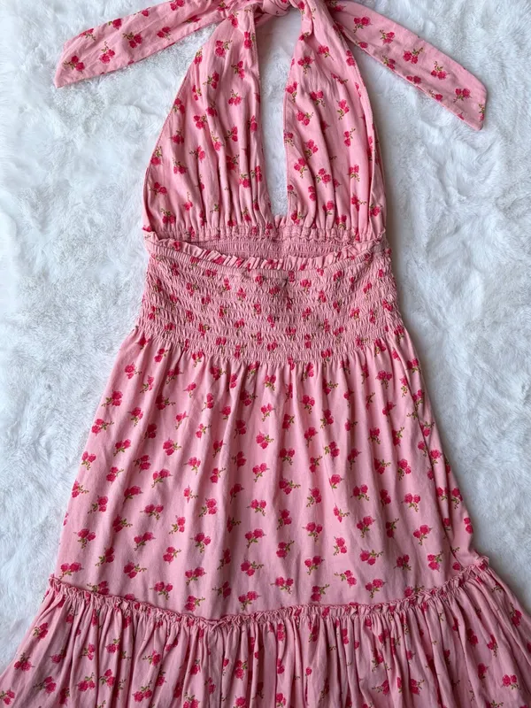 NWT Loveshackfancy Aisling Halter Cotton Mini Ruffle Dress - Image 12