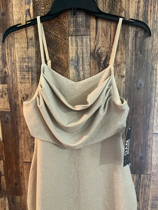 Steve Madden Madden NYC Champagne Sparkle Asymmetrical Hem Party Dress size medium - Image 7