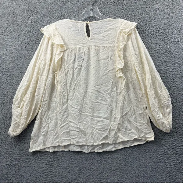 Universal Threads NWT‎ 3/4 Balloon Sleeve Blouse Top Cream Peasant Boho Ruffle S - Image 3