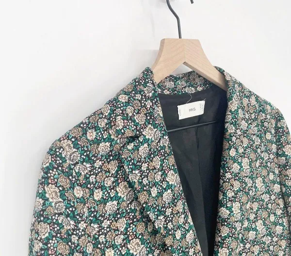 Mango MNG Floral Print Longline Blazer One Button Oversized Women's XXS - Image 4