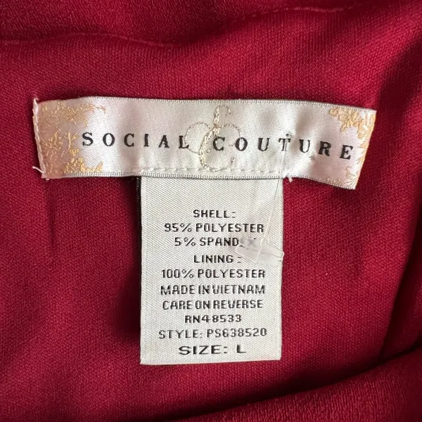Social Couture Wine Red Boat Neck A Line Mini Dress, L - Image 8