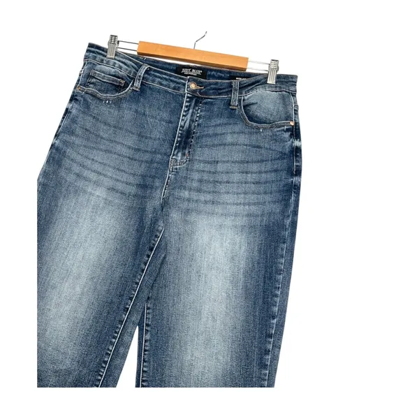 Judy Blue Wide Leg Crop Jeans Womens 32 Blue Stretch High Rise Boho Festival - Image 4