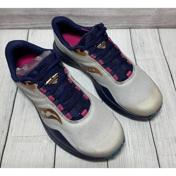 Saucony Peregrine 12 Blue Gold Pink Trail Running Sneakers Womens Sz 9.5 - Image 3