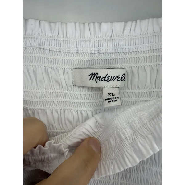 Madewell Women’s Poplin Smocked Tank Top Blouse white Size XL NWT Basic - Image 4