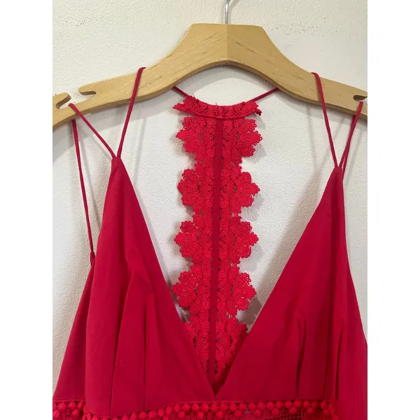 Jetset Diaries Grazie Red Lace Mini Dress XS NWT Backless‎ Scallop Party - Image 8