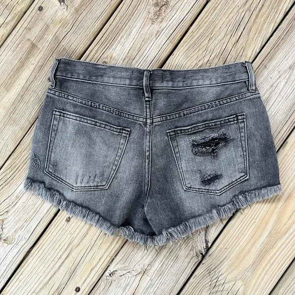 Free People We The Free Black Button Fly Denim Shorts Size 27 - Image 2