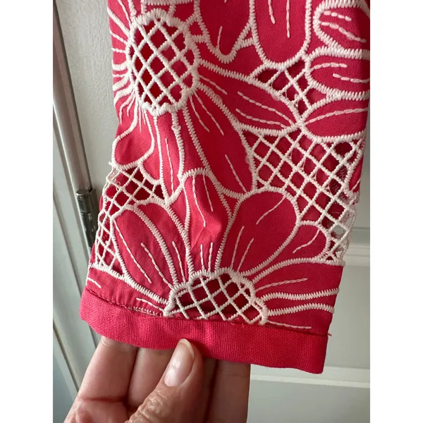 Anthropologie‎ NWT Dolan Pink & White Linen Cutwork Jacket Size M - Image 8