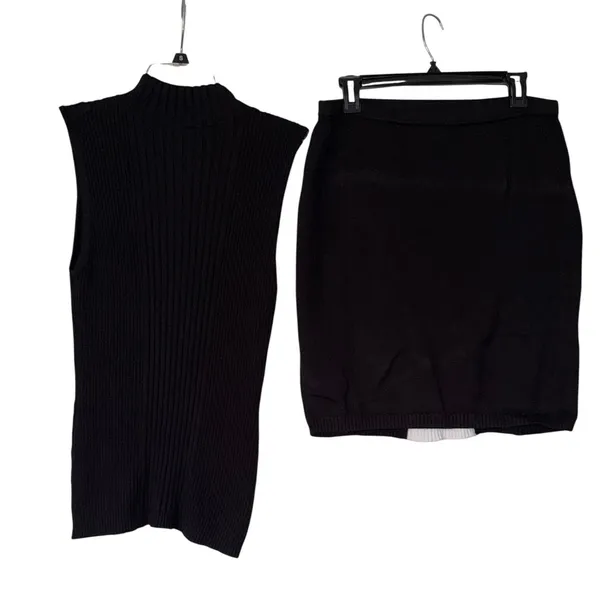 Etcetera Black White Cable Knit 2 Piece Skirt Set small - Image 2