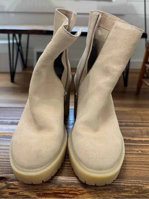 Dolce Vita BOOTIES Dune Suede SIZE 8 Platform Heel 3.5" Zipper on Side - Image 4
