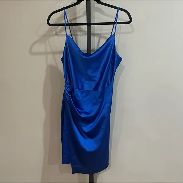 NWT Zara Draped Mini Dress Cobalt Blue Size Small - Image 2