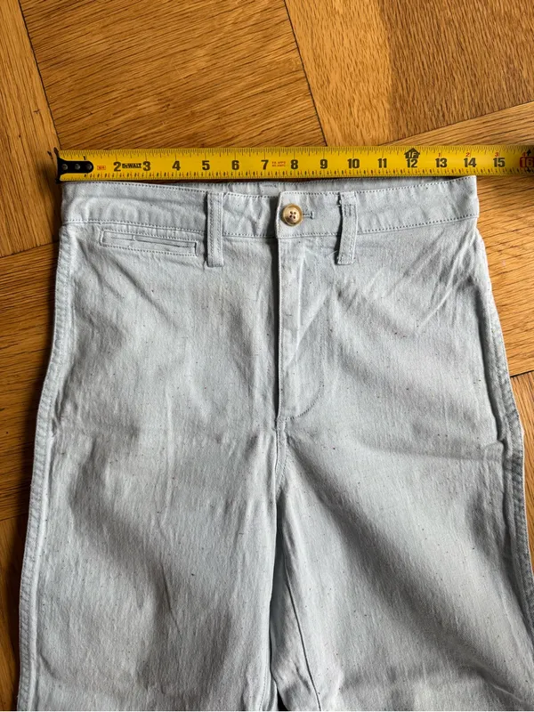 Madewell Emmett Cropped Wide Leg Pants, Light Blue Speckled Canvas, Sz 25, VGUC - Image 9