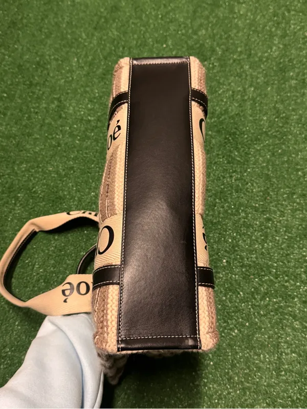 Chloé Beige and Brown Striped Canvas Tote with Logo Straps - Image 8