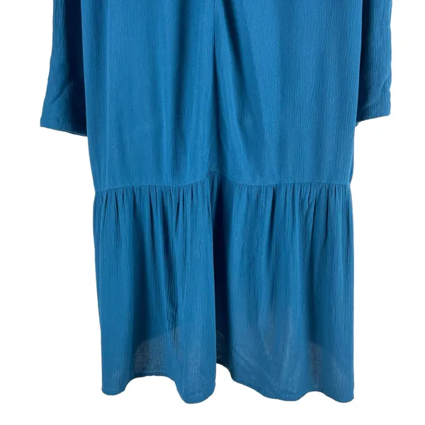 Soft Surroundings Mirabella Moroccan Ruffle Dress Lagenlook Teal Size M - Image 9