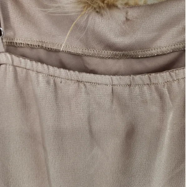Charmed Hearts Tan Feather Trim Slip Dress Beige Women’s Size: M - Image 8
