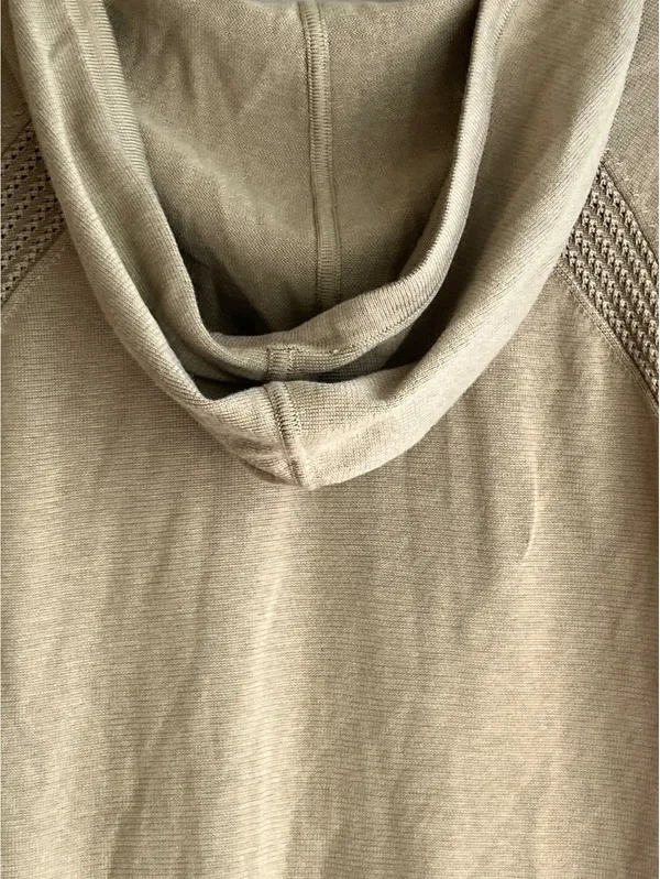 Athleta Evergreen Hoodie Sweater Pullover Olive Green Knit XS - Image 6