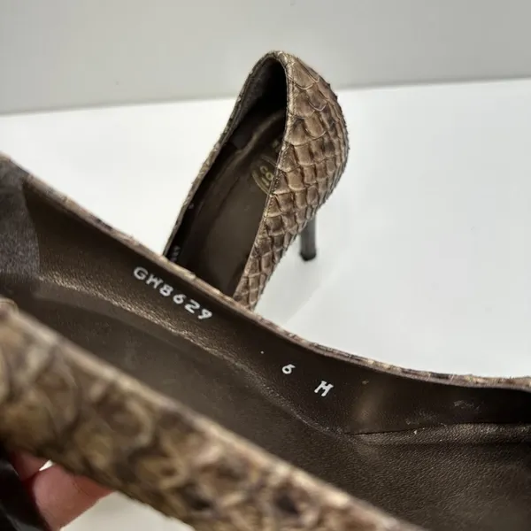 Stuart Weitzman for Scoop NYC Snakeskin Platform Pumps‎ Brown Python Heels 6M - Image 7
