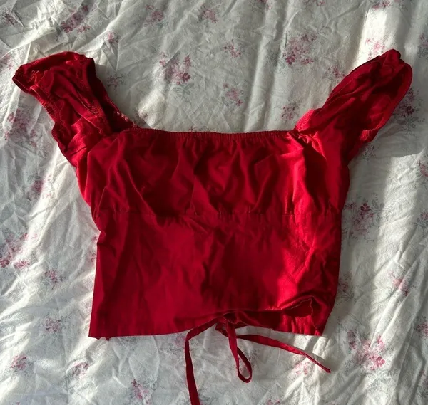 Red milkmaid corset lace top - Image 3