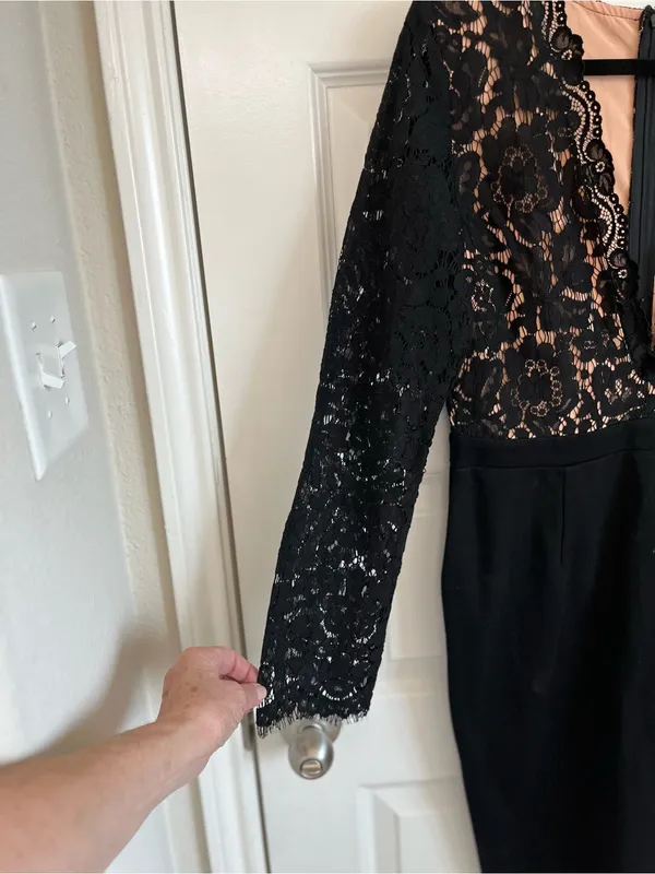 Lulu's Black Lace Long-Sleeve Bodycon Dress Sz L New Cocktail Party Dress - Image 9