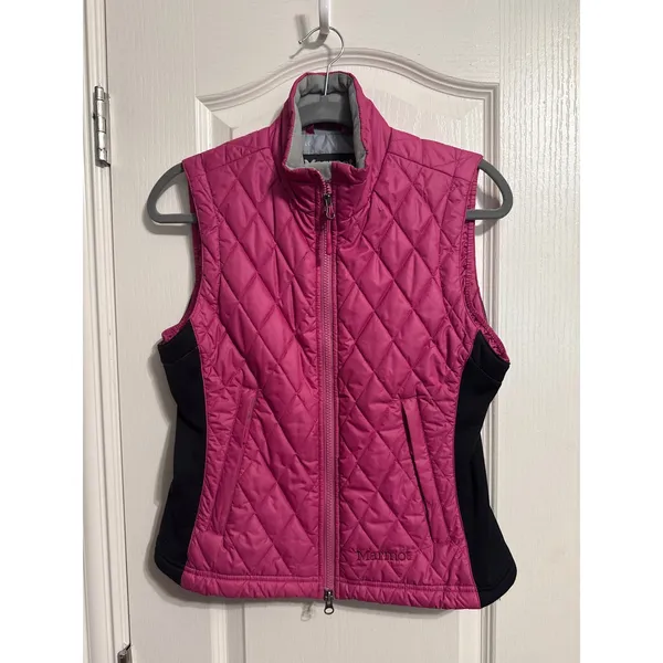 Marmot Pink Quilted Puffer Kitzbuhel Vest Full Zip‎ Gorp Granola Hiking Outdoor - Image 2