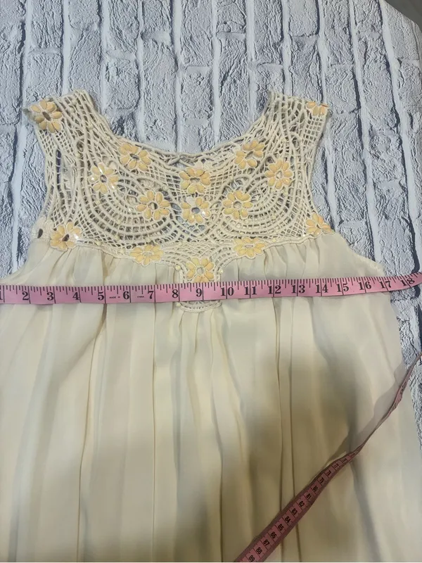 Ark & Co women’s.‎ Cream Crochet Yoke Chiffon Dress - Image 4