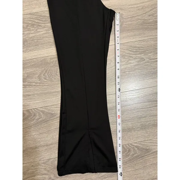 Whimsigoth Womens Pants Size M Black‎ Front Slit Cropped Flare Seam Goth Stretch - Image 10