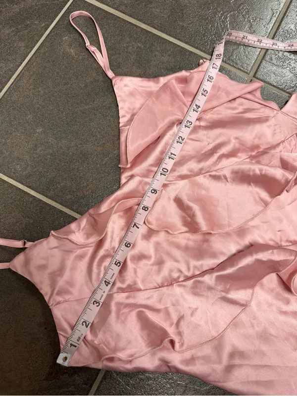 Petal + Pup Ciao Ruffles Maxi Satin Dress Sleeveless Long Pink Large NEW - Image 13