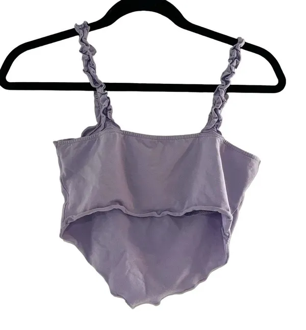 Shein lavender purple crop top with ruffle straps - Image 2