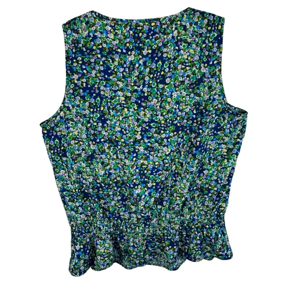 IZOD Colorful Floral Sleeveless Crochet Detail 1/2 Button Pullover‎ Blouse Sz XL - Image 2