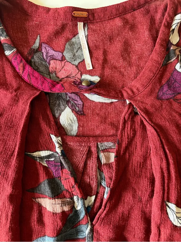 Free People Women's Electric Orchid Print Swing Tunic Mini Dress Red Size Medium - Image 2