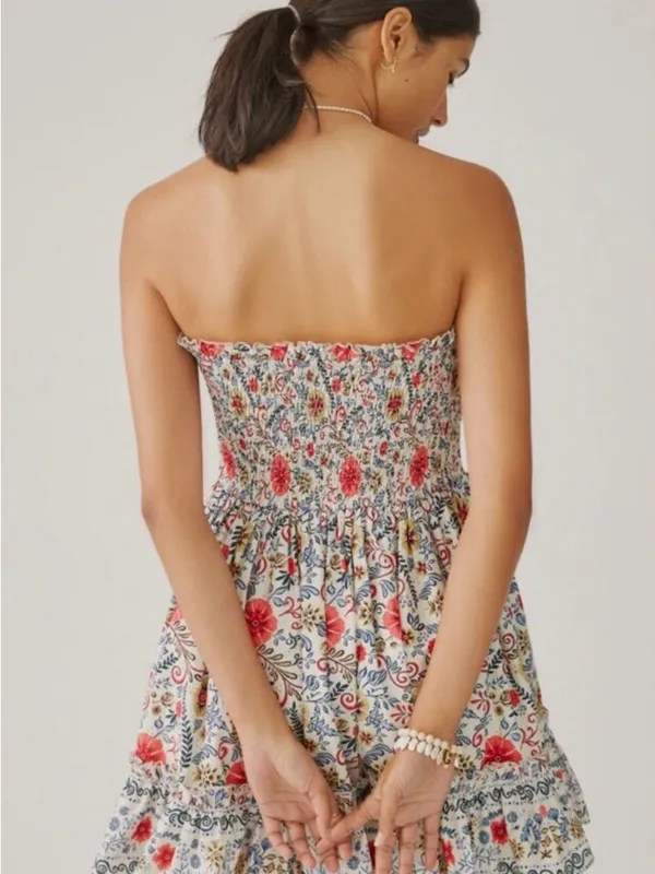 NWT Anthropologie Forever that Girl Rubble Tube Mini Dress Size XL Ivory Multi - Image 2