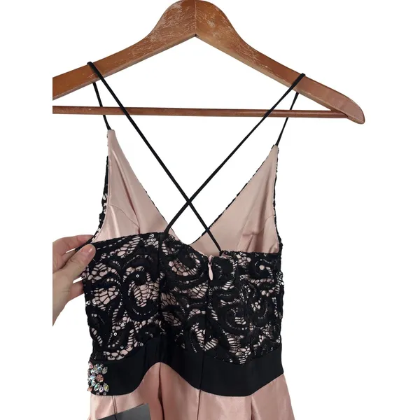 By & By Blush Size 1 Pink Black Sequin Lace Homecoming‎ Dress Pockets Size 1 - Image 7