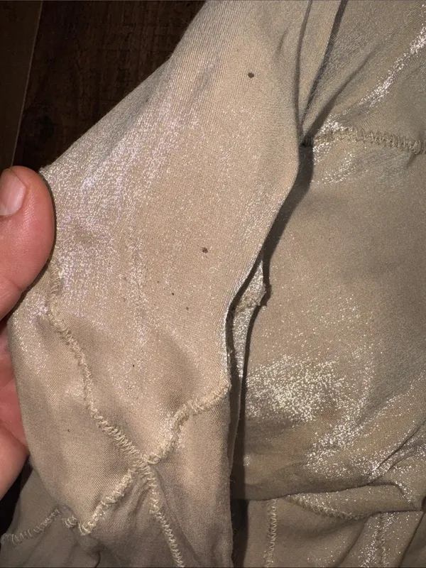 Vintage 80s 90s East West Shiny Metallic Taupe Bomber Jacket S - Image 4