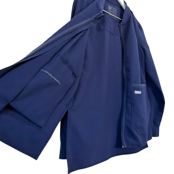 FIGS Navy Blue Technical Collection Bellery Scrub Jacket Zip Front Size XS - Image 6