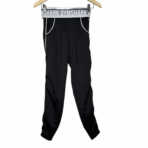 Gymshark Recess Joggers Womens XS Black White Piping Pockets Stretch GLBT5105 - Image 5
