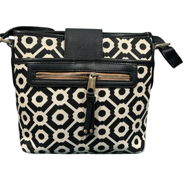 Spartina Convertible Crossbody Bag in Black/White Seagrass Fabric/leather trim - Image 3