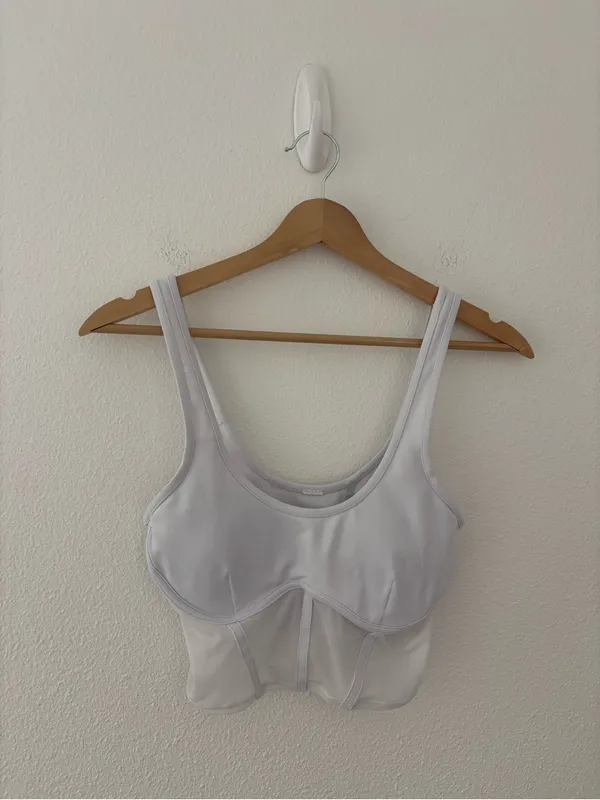 Alo Yoga Airbrush Mesh Corset Tank in white - Image 2