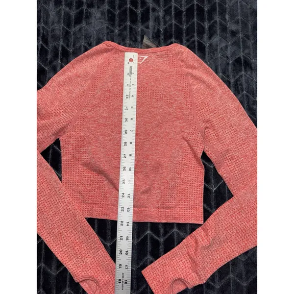 Gymshark Vital Seamless Orange Long Sleeve Crop Top Size XSmall - Image 7