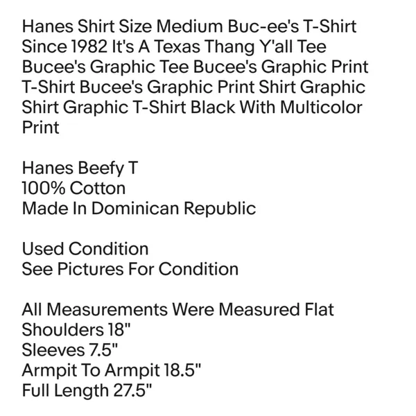 Hanes Shirt Size Medium Buc-ee's T-Shirt Since 1982 It's A Texas Thang Y'all Tee - Image 2
